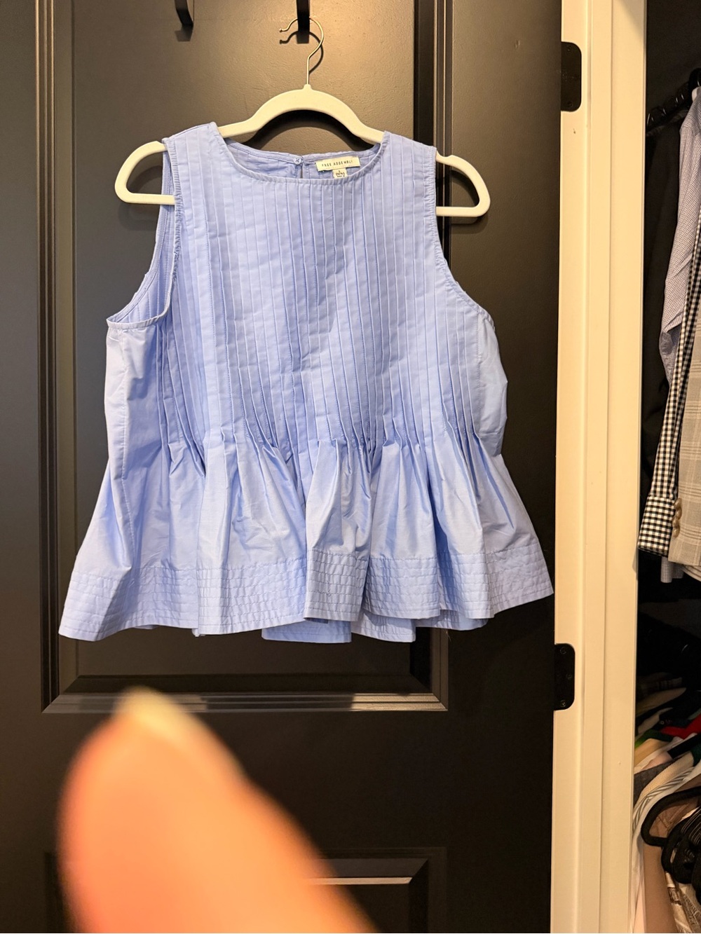 Light Blue Pintuck Peplum Tank Top